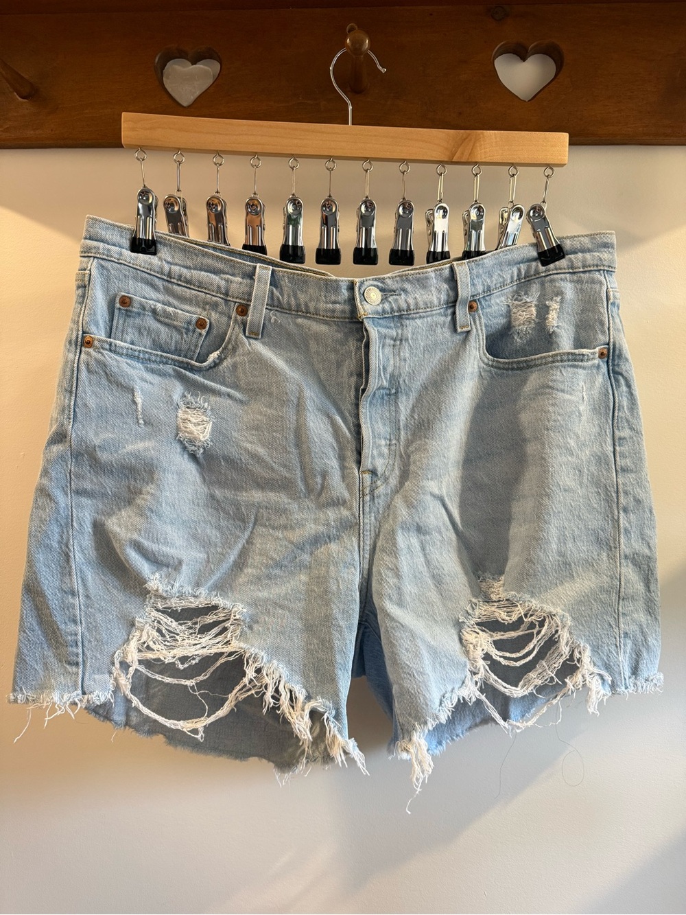 Levi's Light Blue Distressed Denim Jean Shorts